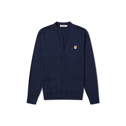 Maison Kitsune Embroidered logo Wool Cardigan