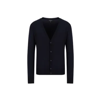 EMPORIO ARMANI Plain knit Virgin wool V neck Cardigan