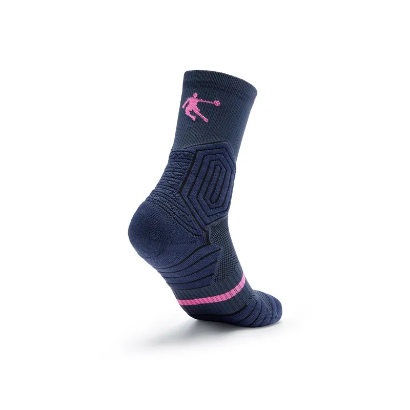 QIAODAN Basketball Socks Men's 1 Pack Coastal Blue-1