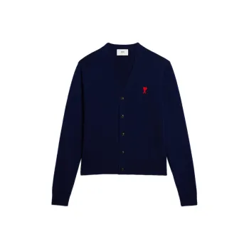 AMIPARIS Ami De Coeur Logo Embroidered V Neck Knitted Cardigan