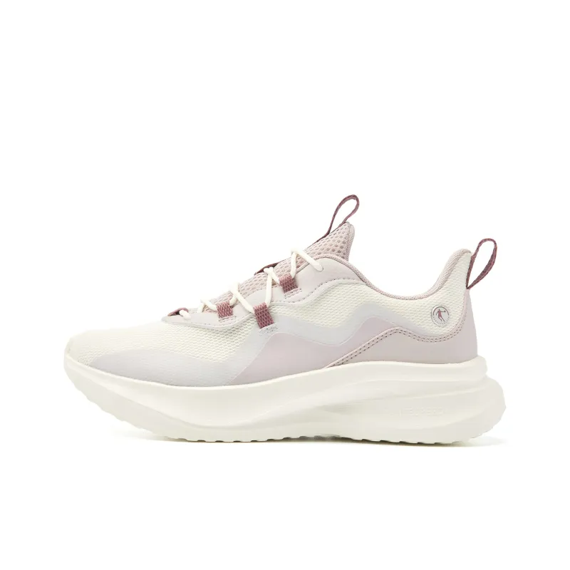 QIAODAN Cushioning, Slip Resistant, And Abrasion Resistant Low Top Casual Running Shoes Women's White Pink-0