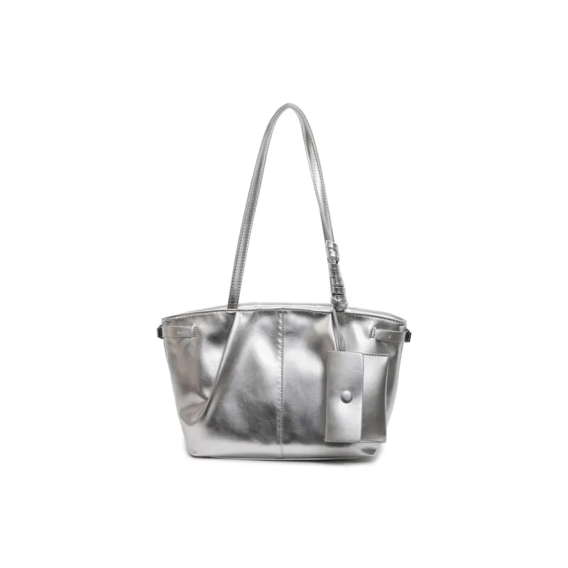 RIVMIND PU Tote Bag, Shoulder Bag Regular Women's White/Silver/Black/Pink/Blue-6