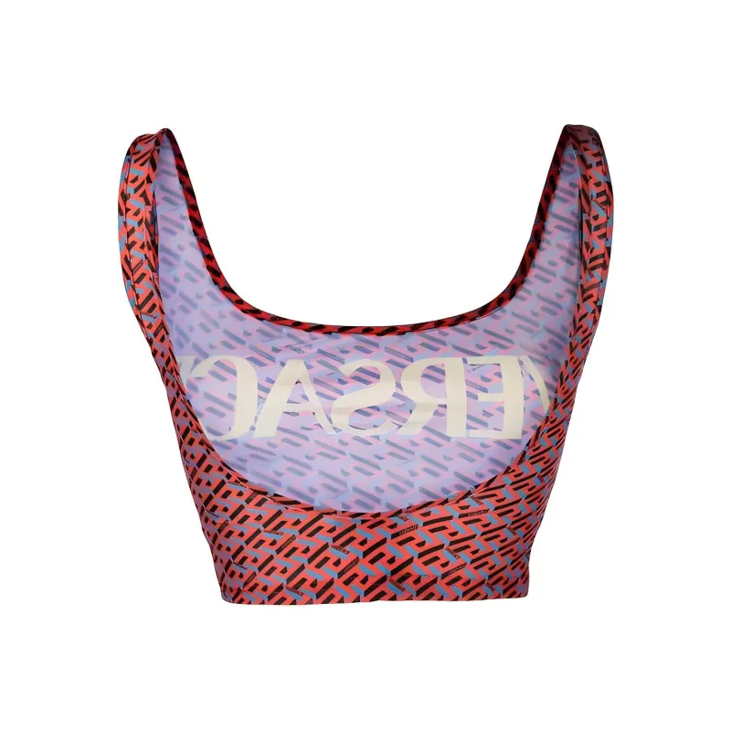 VERSACE Greca Signature Print Bikini Top 'Orange Peel/Regal Blue'-1