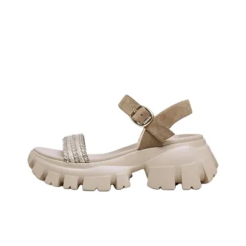 Staccato Oat Snow Skin One Strap Sandals 7cm Women's Sesame Gray