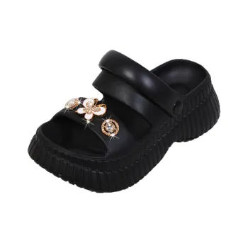 QIUTEXIONG EVA Rhinestone Slip Resistant Abrasion Resistant Slide Slippers Women's