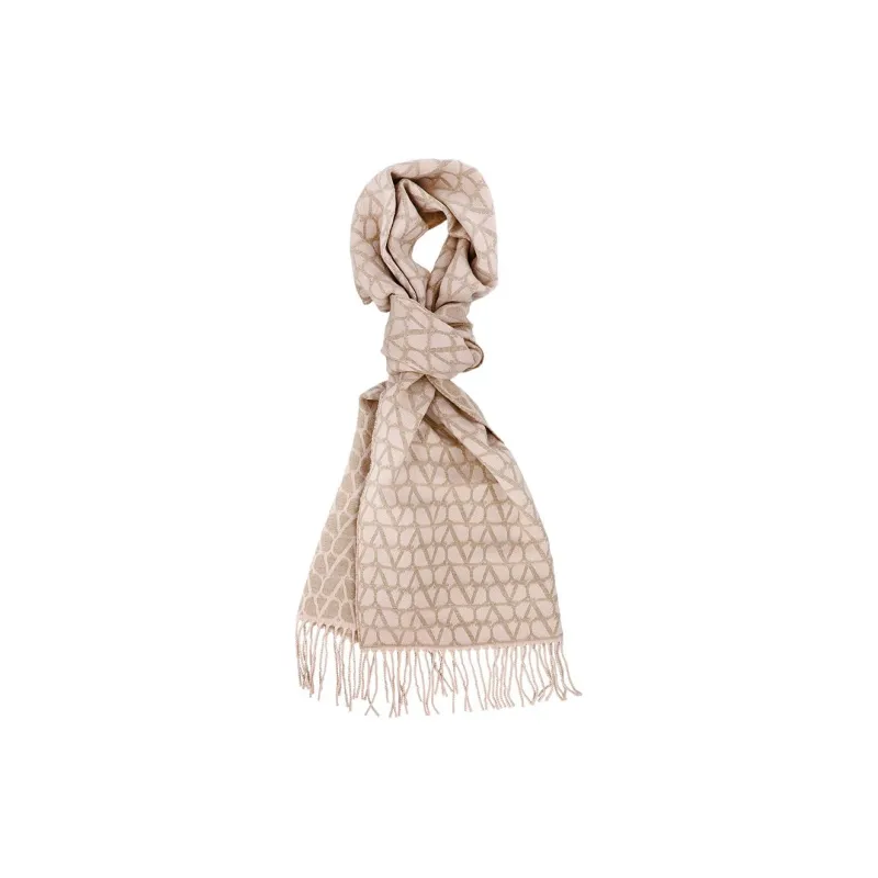 Valentino Wool, Cashmere Knit Scarves Women's Beige-0
