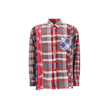 Needles Plaid Checked Asymmetric Hem Panelled Shirt