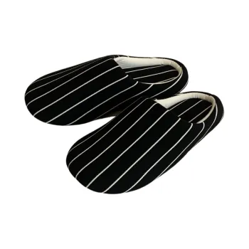 SHIGUDE Cotton Linen Blend Slippers Unisex, Black