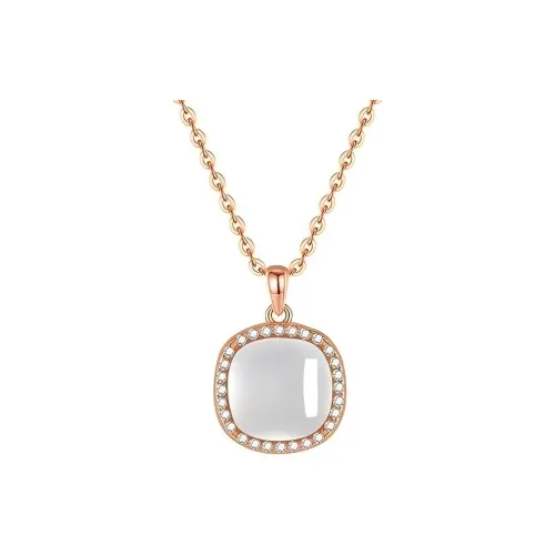 Artisan Lock Heart Jade Natural Chalcedony Necklaces Women's