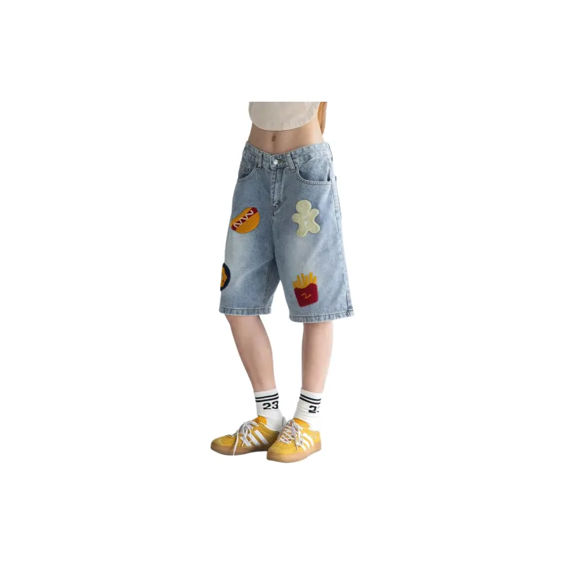 TESTUNG Classic Denim Shorts Unisex Dark Blue Tone-13