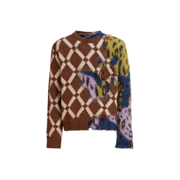 MARNI Distressed Colour Block Knitted Jumper