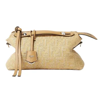FENDI By The Way Series Cotton Handbag Medium Size Women's Beige