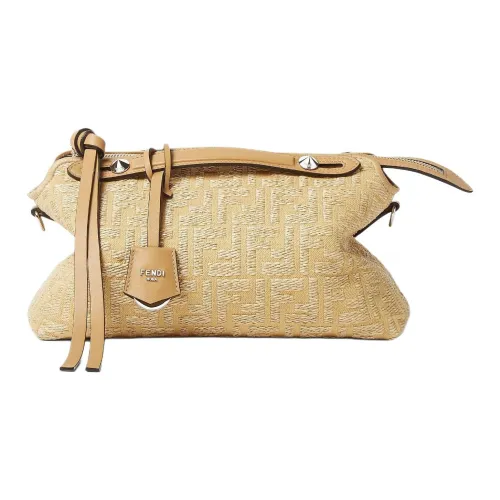 FENDI By The Way Series Cotton Handbag Medium Size Women's Beige