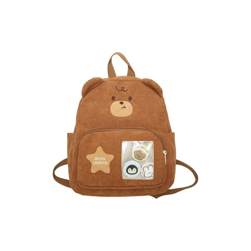 BUBM Corduroy Backpack Regular Unisex Apricot/Khaki/Brown-12