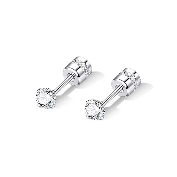 LNIEER Medical Titanium Steel Zirconia Stud Earrings Men's-0