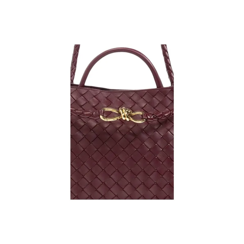 Bottega Veneta IntrecciatoAndiamo Collection Sheepskin One Shoulder Handbag Medium Size Women's Burgundy-5