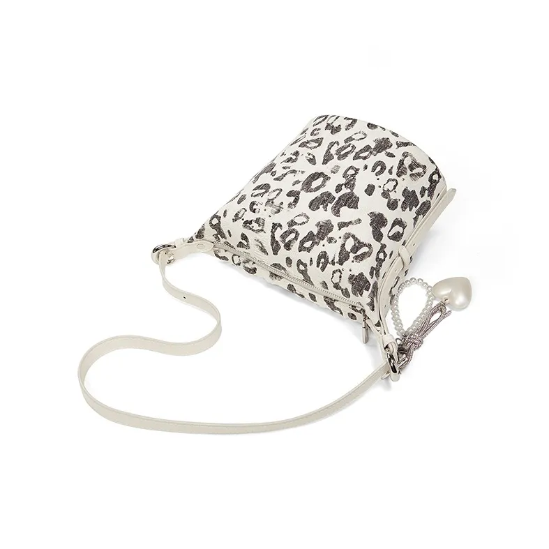 Teenmix Fabric Crossbody Bag, Bucket Bag, Shoulder Bag Women's Milkshake White-5