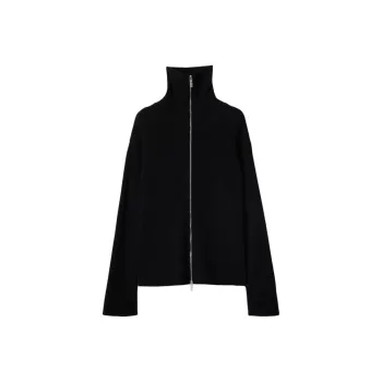Burberry Ribbed Knit Zip Up Cardigan