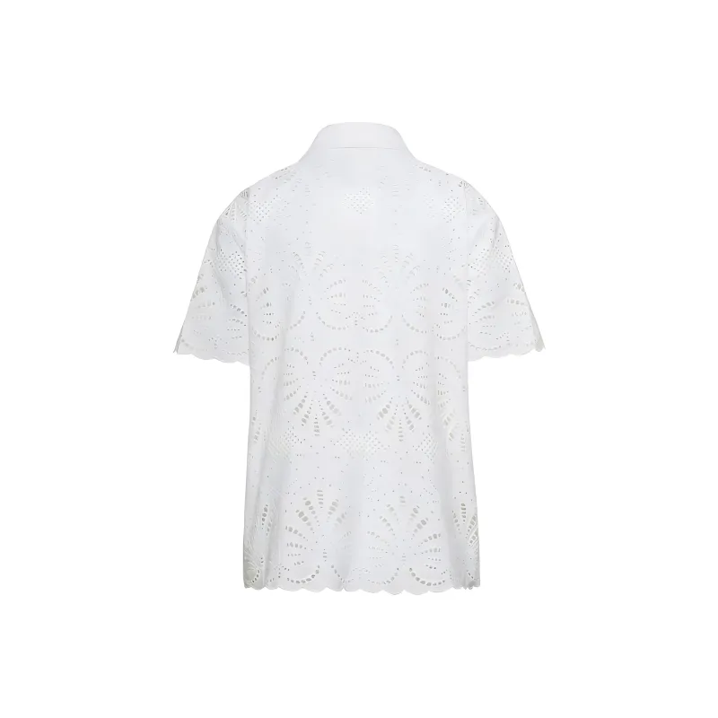 Self portrait Open Work Short Sleeved Shirt-1