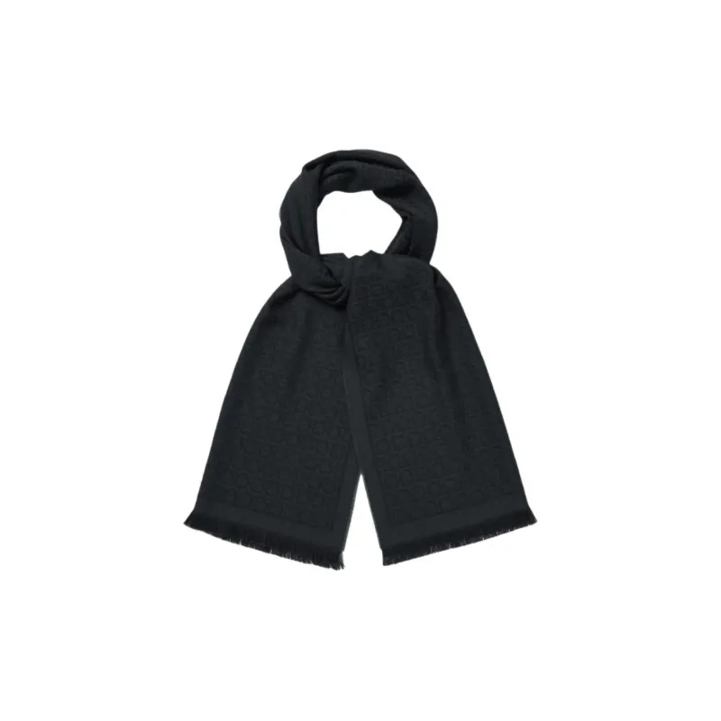 FERRAGAMO Wool Knit Scarves Unisex Black-2