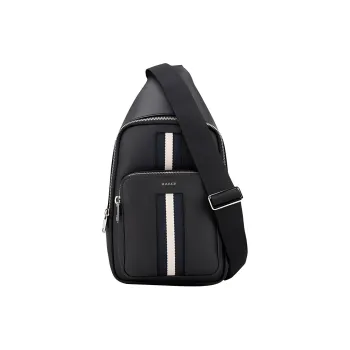 BALLY Cow Leather Sling Bag Medium Size Unisex Black