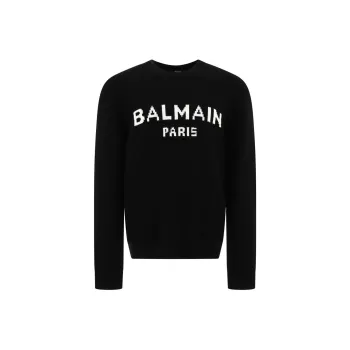 BALMAIN Logo Intarsia Knit Jumper