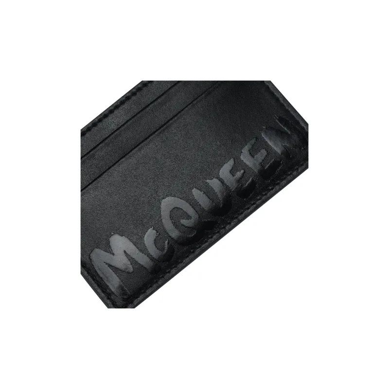 Alexander McQueen Leather Card Holder Men's Black-4