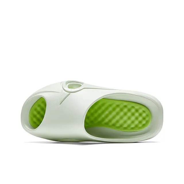 Qing Pao Slip Resistant Abrasion Resistant Massage Slide Slippers Unisex White Green-3