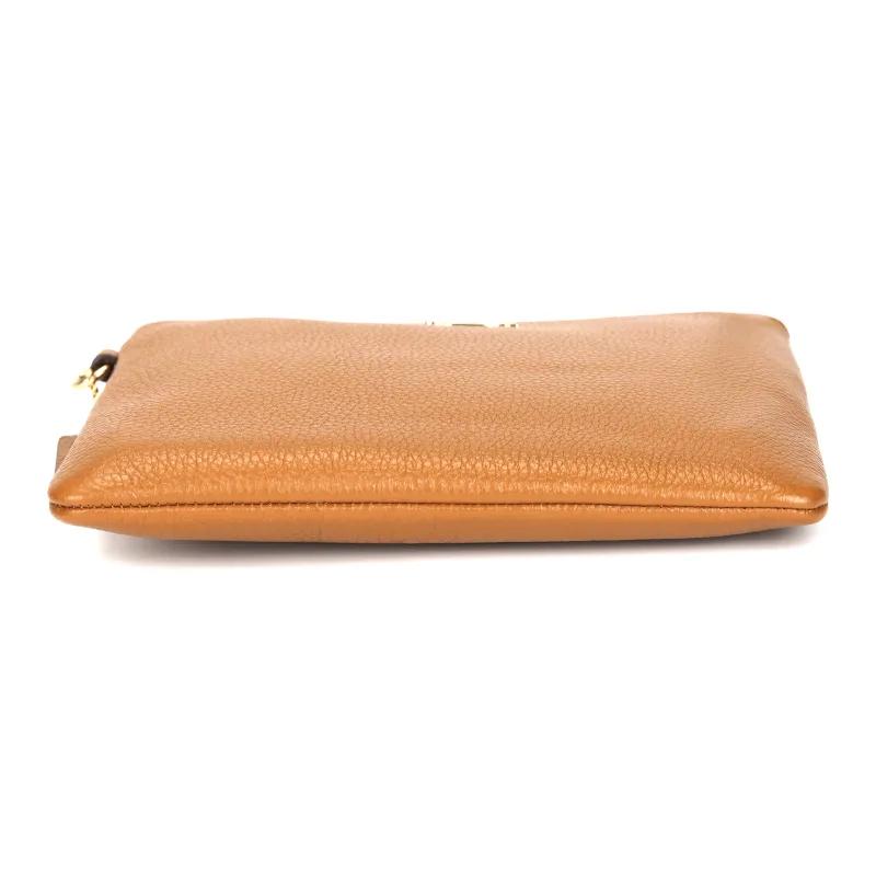 COACH Leather Clutch Small Size Women's White & Brown-3