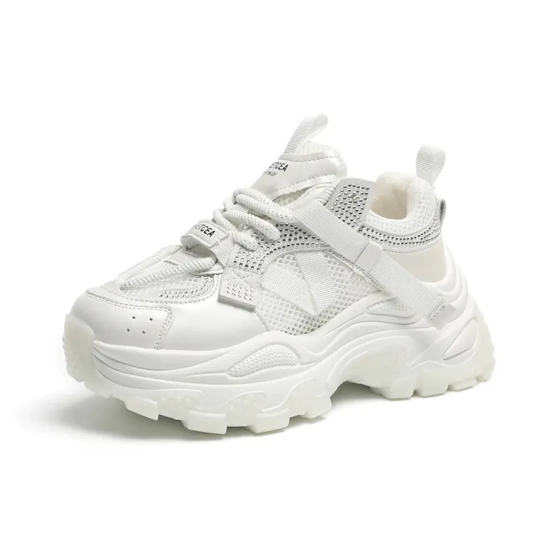 O.L Slip Resistant, Abrasion Resistant, Breathable Low Top Chunky Sneakers Women's-0