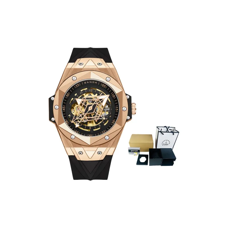 Sanda Automatic Mechanical Movement Silicone Strap Watch Men's Watches Black Dial-4