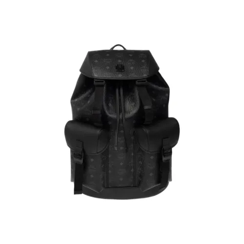 MCM Brandenburg Visetos Cow Leather Backpack Large Size Men's Black