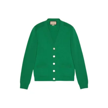 GUCCI Logo Patch Button Fastening Cardigan