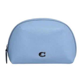 COACH Julienne Cross-Stitch Leather Clutch Makeup Bag Women's Light Blue