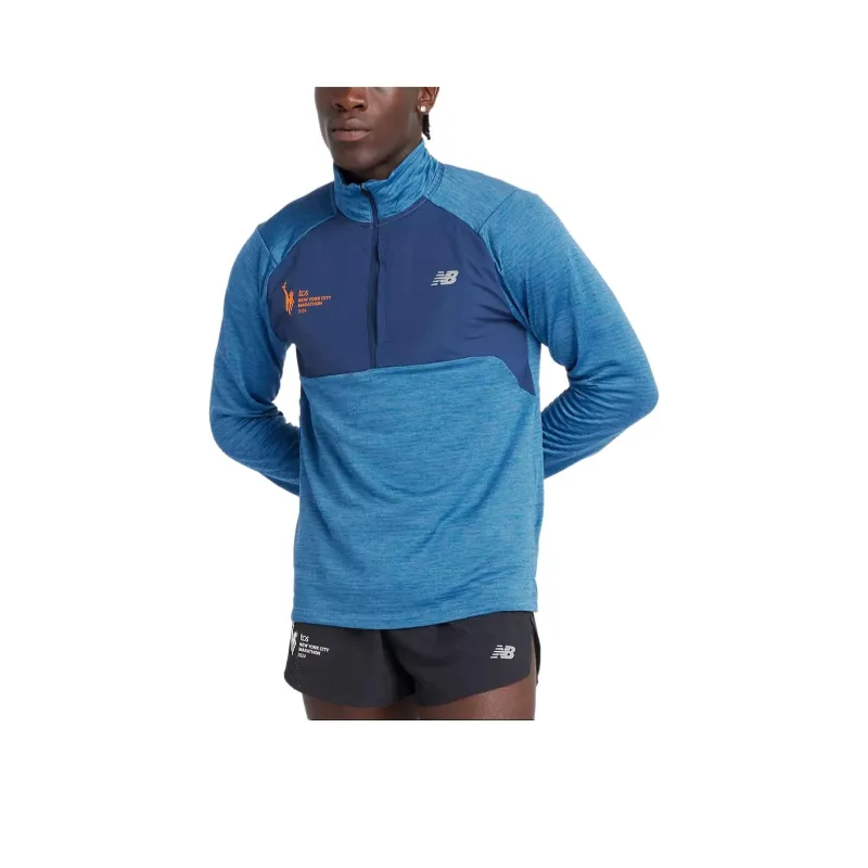New Balance NYC Marathon AthleticsHeat Grid Sweatshirt Men Pale Egret Blue-0