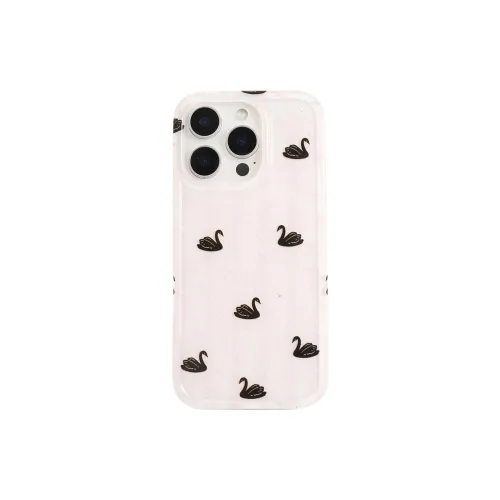 KVZUVUU Acrylic Material Pink Stripes Black Swan Phone Cases Compatible With IPhone 16/15 Pro Max/Apple 13/14 Pro/Max