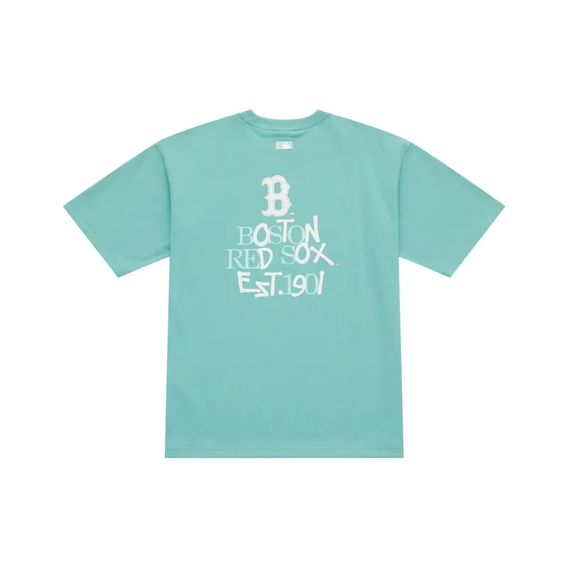 MLB Boston Red Sox Basic Collection SS25 T Shirt Unisex Heather Gray Mint Green-0