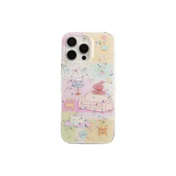 Sopi Acrylic Material Patchwork Plaid Sofa Puppy Phone Cases Compatible With IPhone 16/15 Pro Max/Apple 13/14 Pro/Max