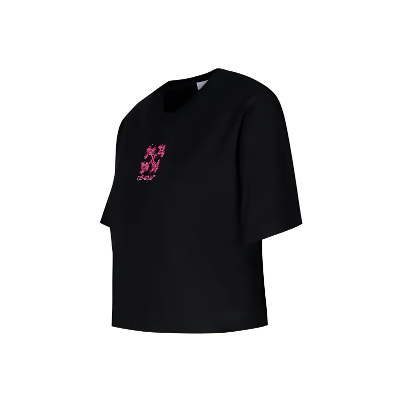 OFF WHITE Logo Embroidered Crewneck T Shirt-2