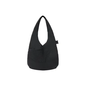 CLOUT CLOUD Nylon Tote Bag, Shoulder Bag Large Size Unisex Plum Black/Wheat White/Celadon