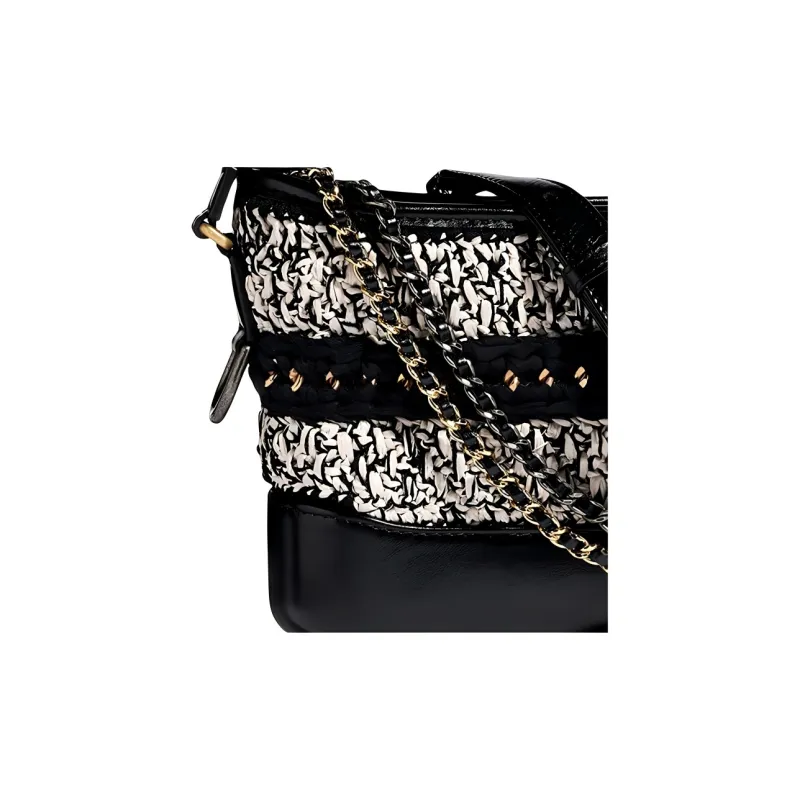 CHANEL Gabrielle Cow Leather Handbag, Shoulder Bag, Crossbody Bag Trumpets Women's Black & White-3