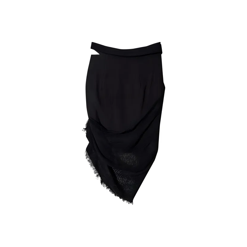 HYEIN SEO Fringed Skirt 'Black'-1