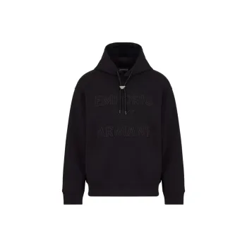 EMPORIO ARMANI Asv Double jersey Hooded Sweatshirt With Oversized Embossed Logo Embroidery