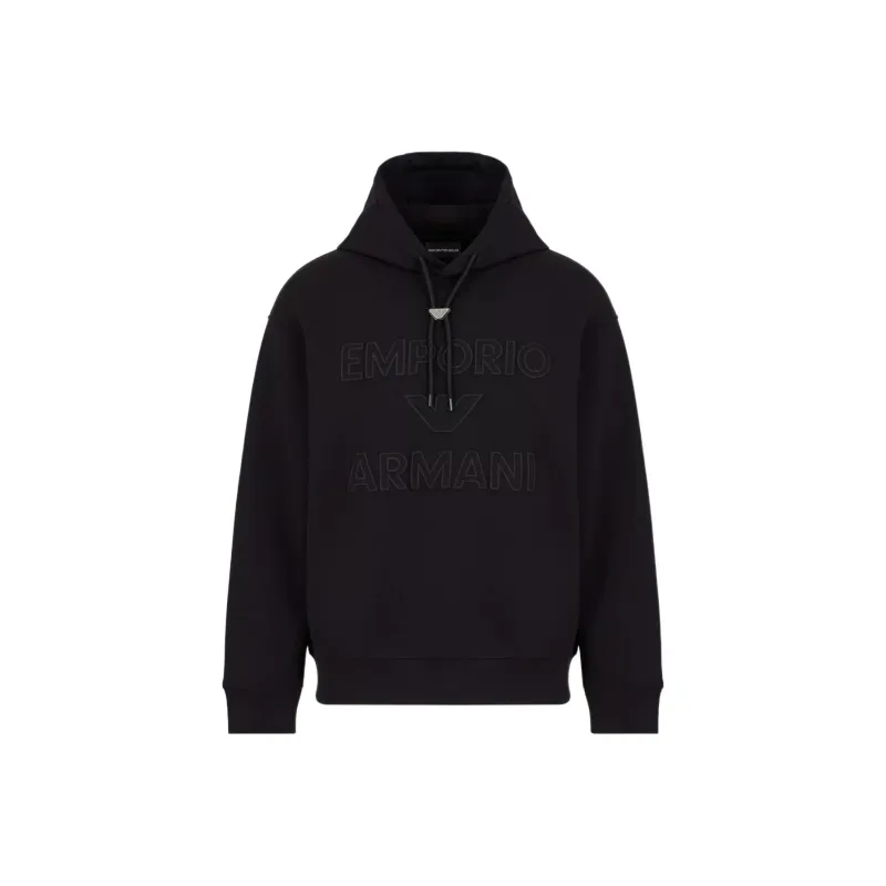 EMPORIO ARMANI Asv Double jersey Hooded Sweatshirt With Oversized Embossed Logo Embroidery-0