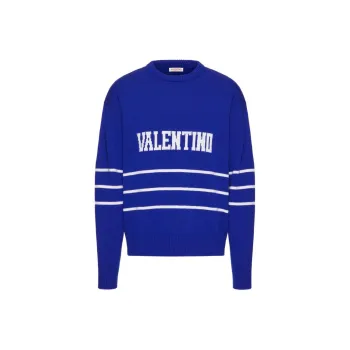 Valentino Logo Intarsia Long Sleeved Jumper