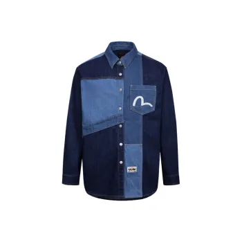 EVISU Seagull-embroidery Patchwork Shirt