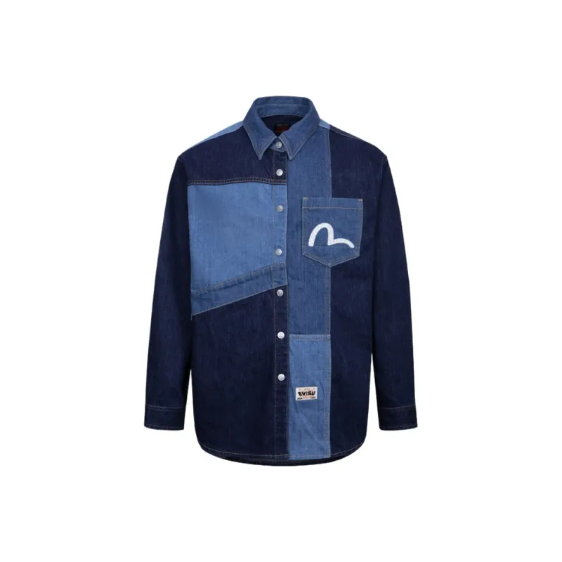 EVISU Seagull embroidery Patchwork Shirt-0