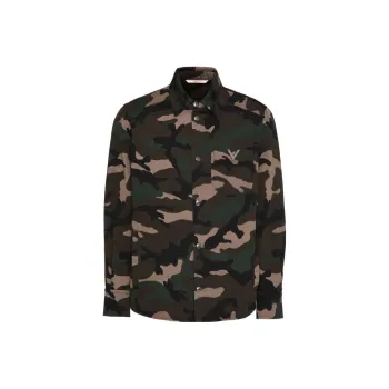 Valentino Camouflage Patterned Curved Hem Jacket