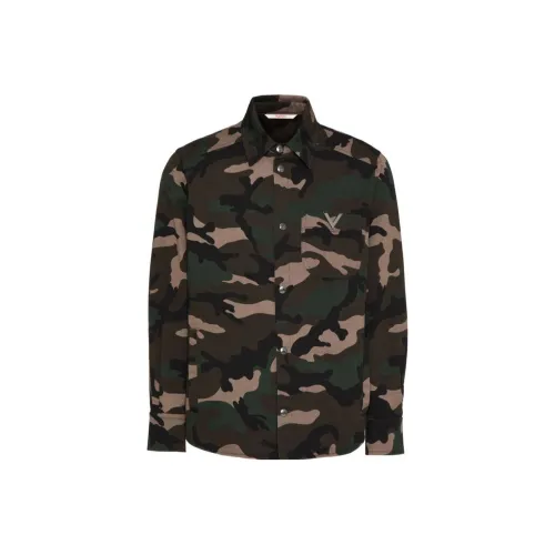Valentino Camouflage Patterned Curved Hem Jacket