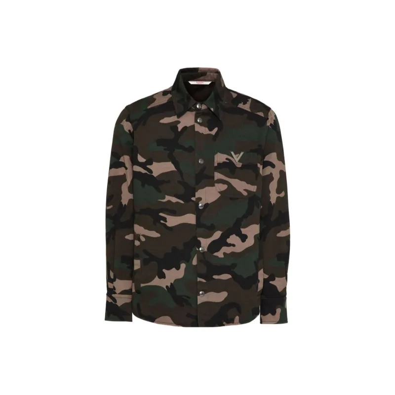 Valentino Camouflage Patterned Curved Hem Jacket-0